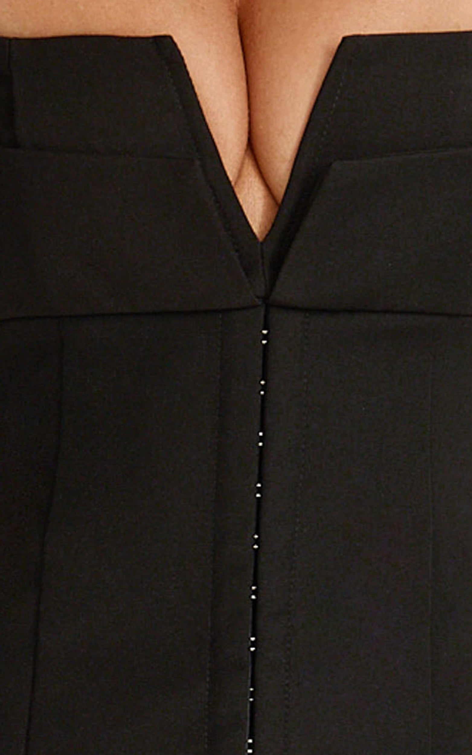 Odette Mini Dress - Plunge V Neck A Line Dress in Black