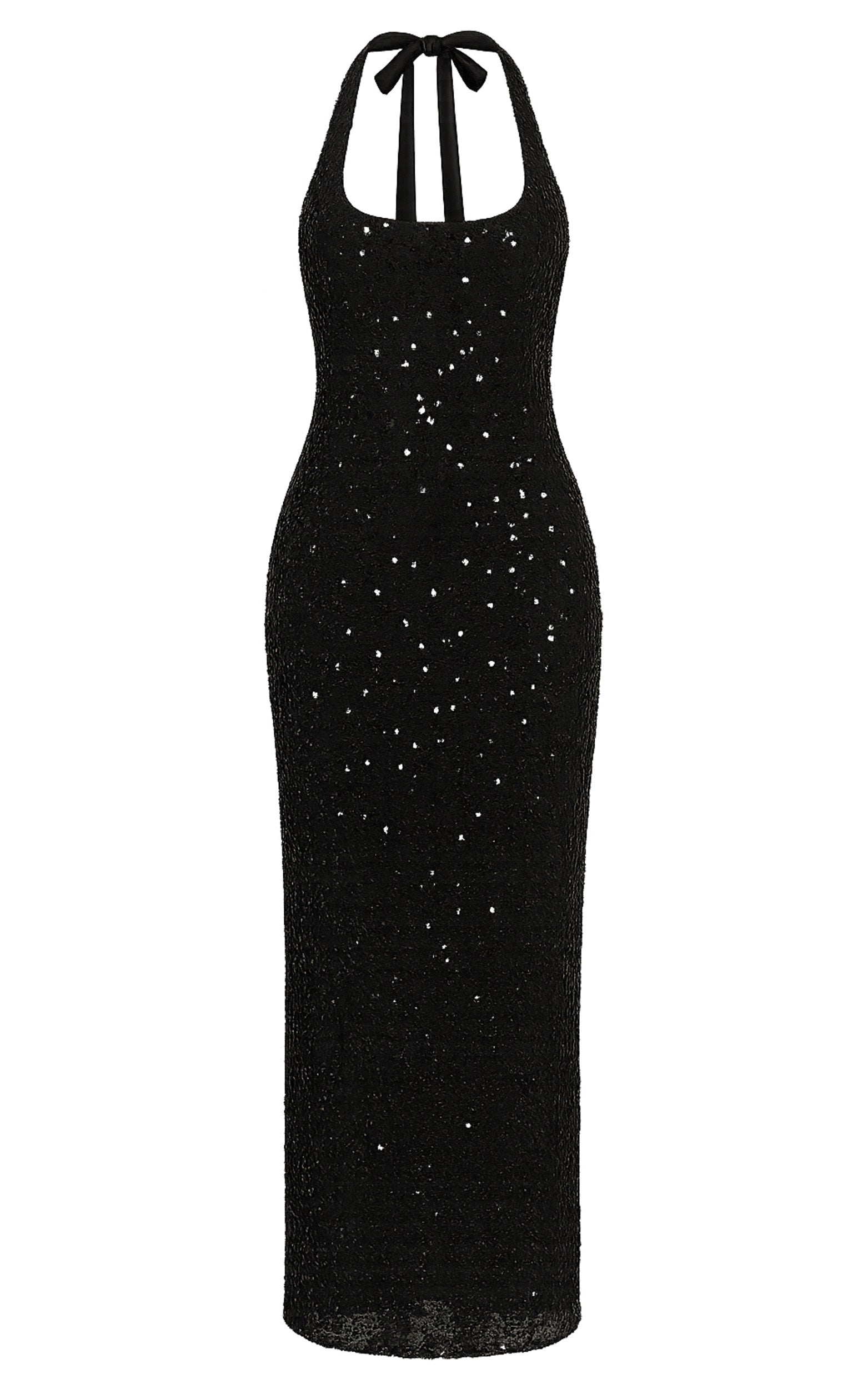 Benny Maxi Dress - Halter Neck Backless Bodycon Dress in Black