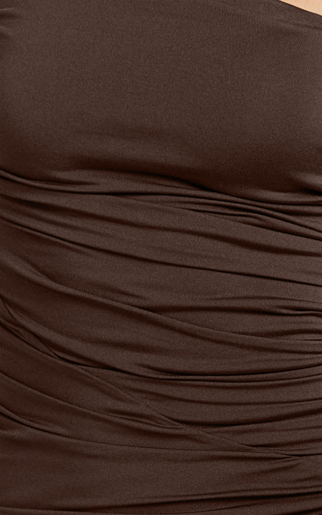 Ginny Maxi Dress - Asymmetric Neck Waist Tie Dress in Chocolate