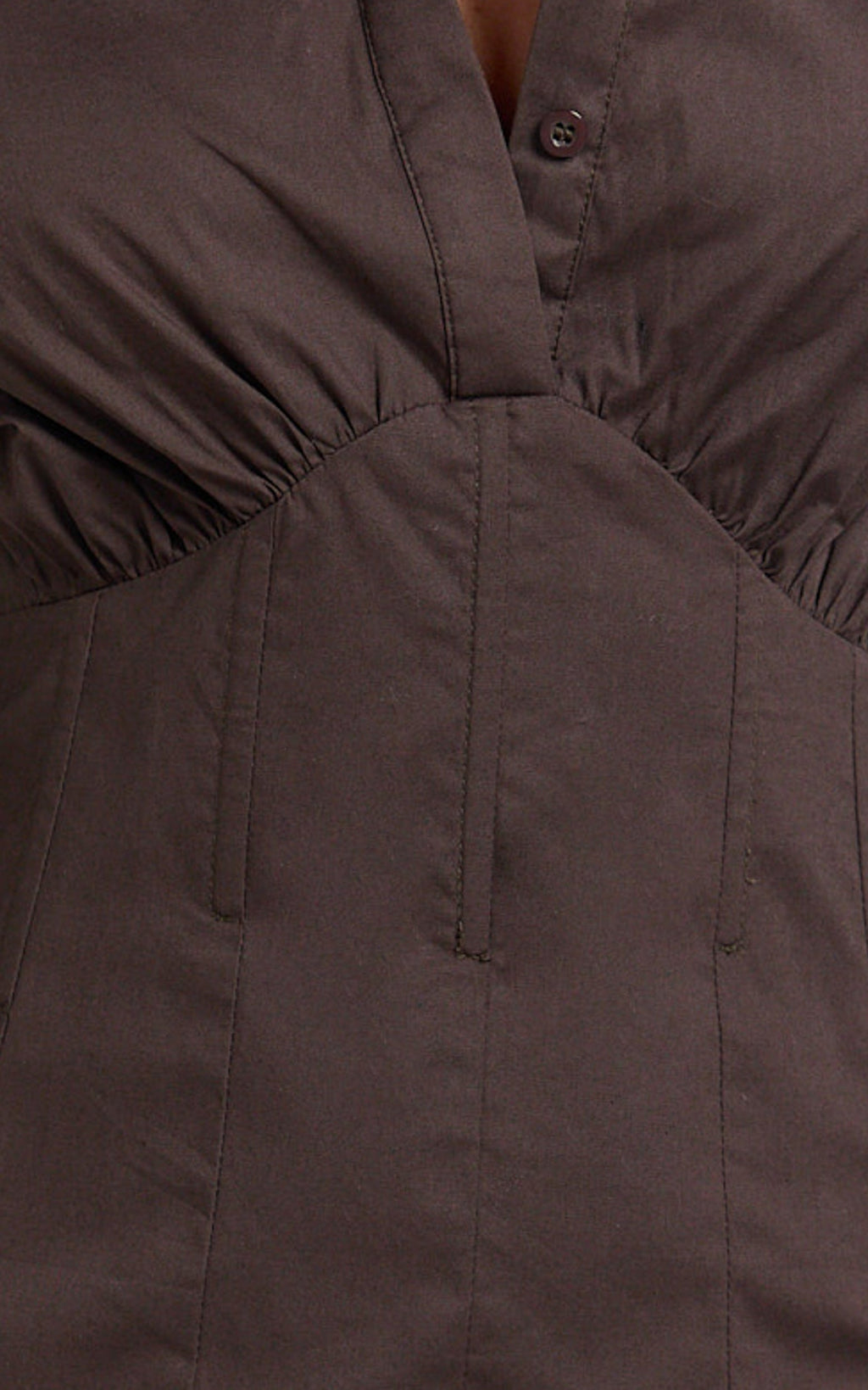 Gino Mini Dress - Collared Button Down Corset Waist Shirt Dress in Chocolate