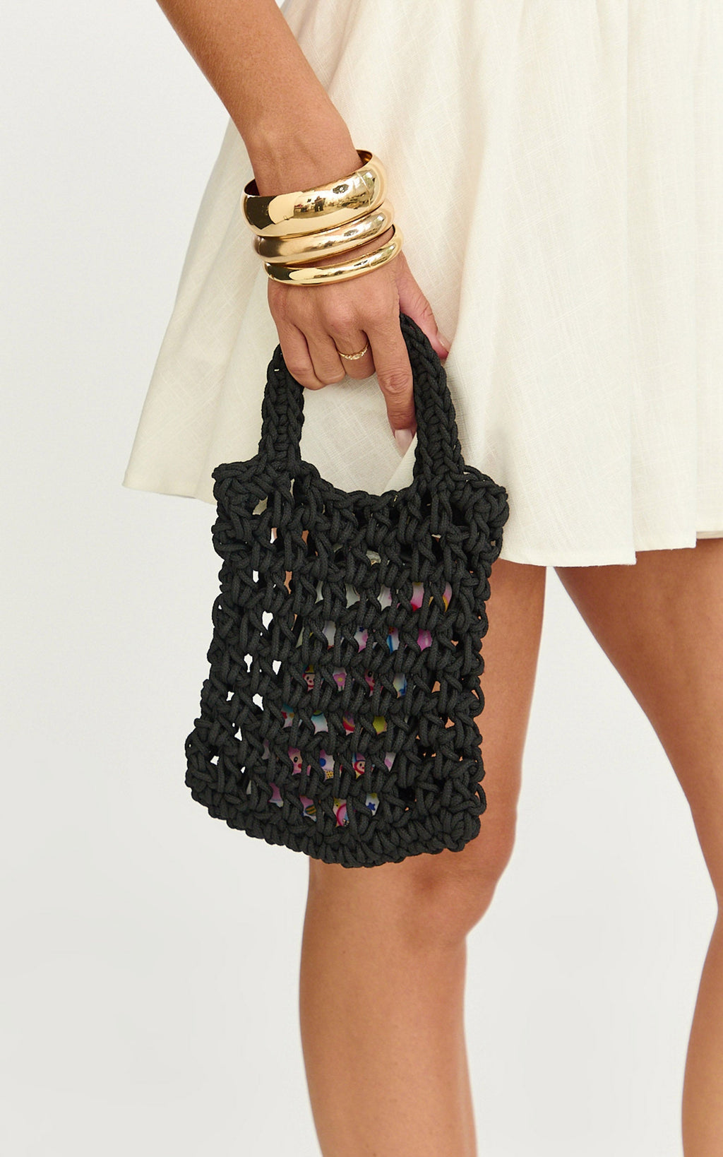 Gladys Bag - Crochet Handle Bag in Black