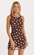 Goldie Mini Dress - High Neck Dress in Chocolate