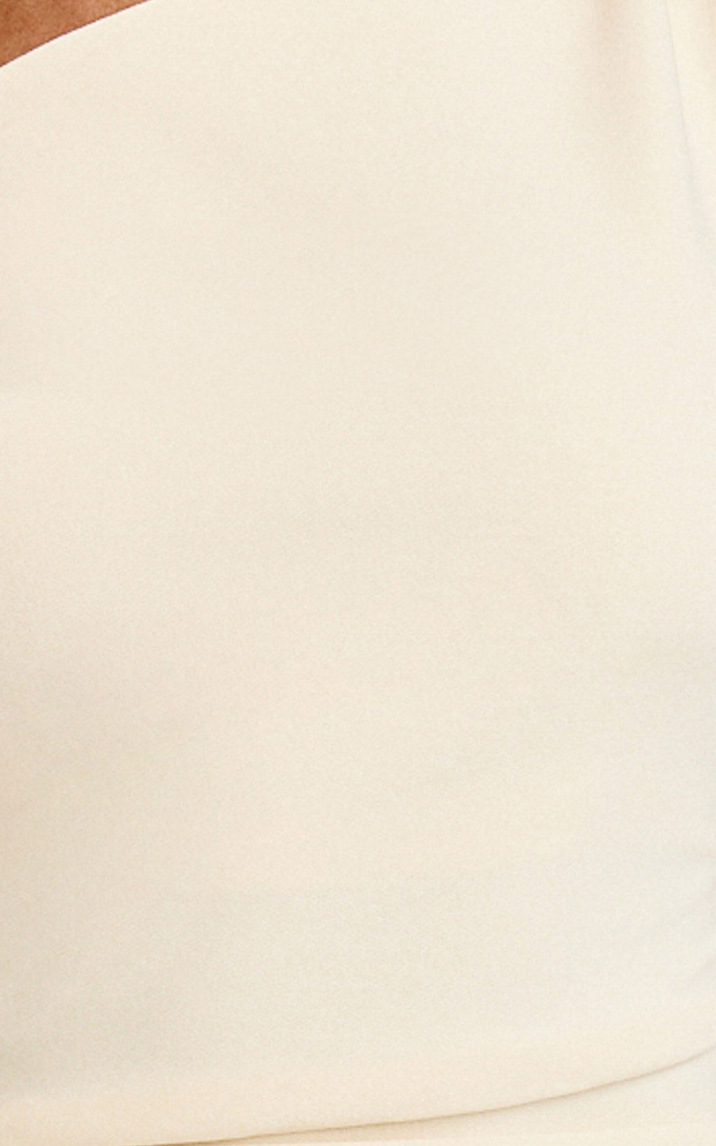 Goldie Mini Dress - Tipped Off Shoulder Cap Sleeve Ruched Fitted Ruffle Hem Skirt Dress in Cream
