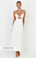 Grace Midi Dress - Strappy Cutaway with Godet Detail Dress in White
