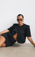 Halsey Jacket - Short Sleeve Structured Jacket in Black