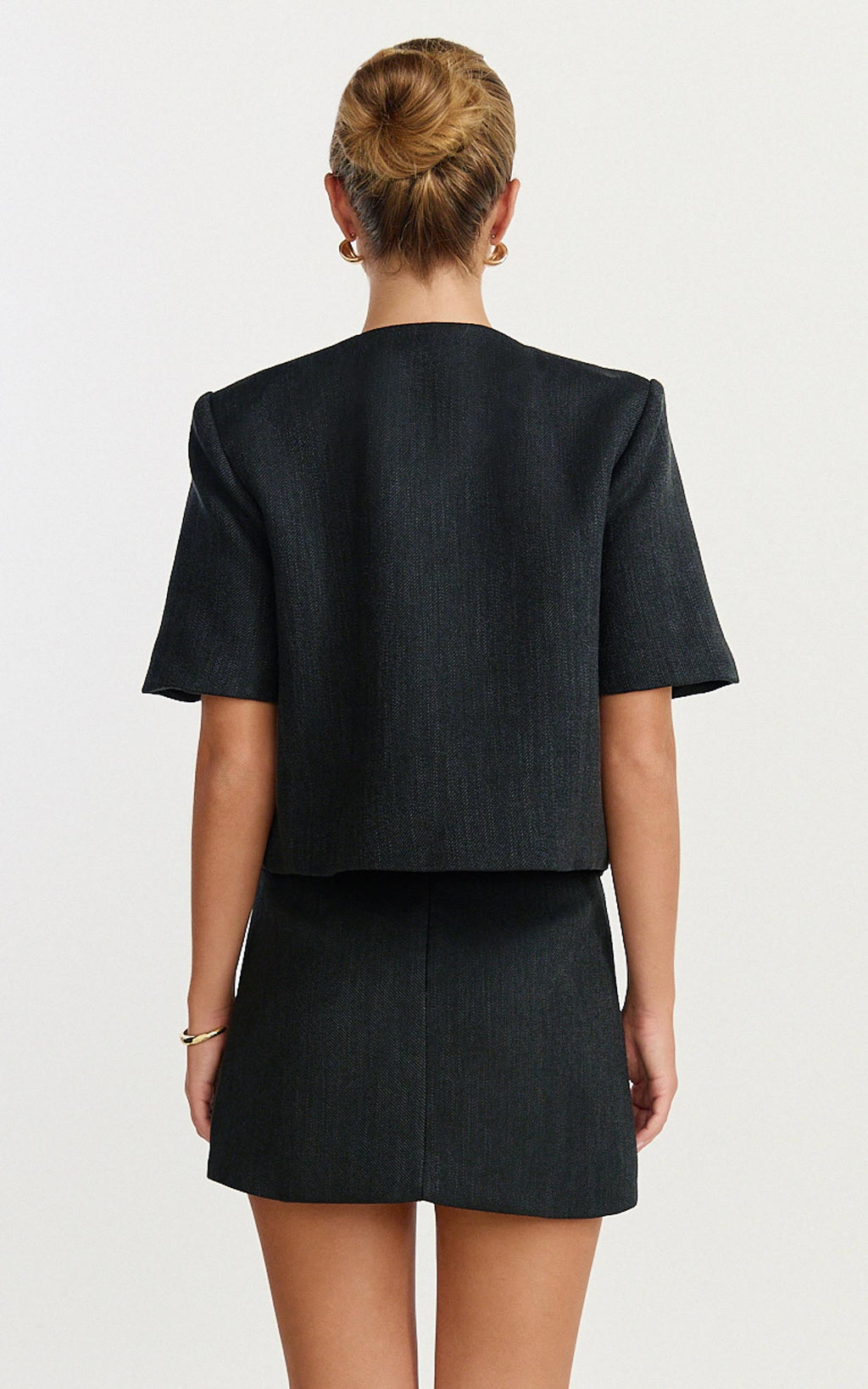 Halsey Jacket - Short Sleeve Structured Jacket in Black
