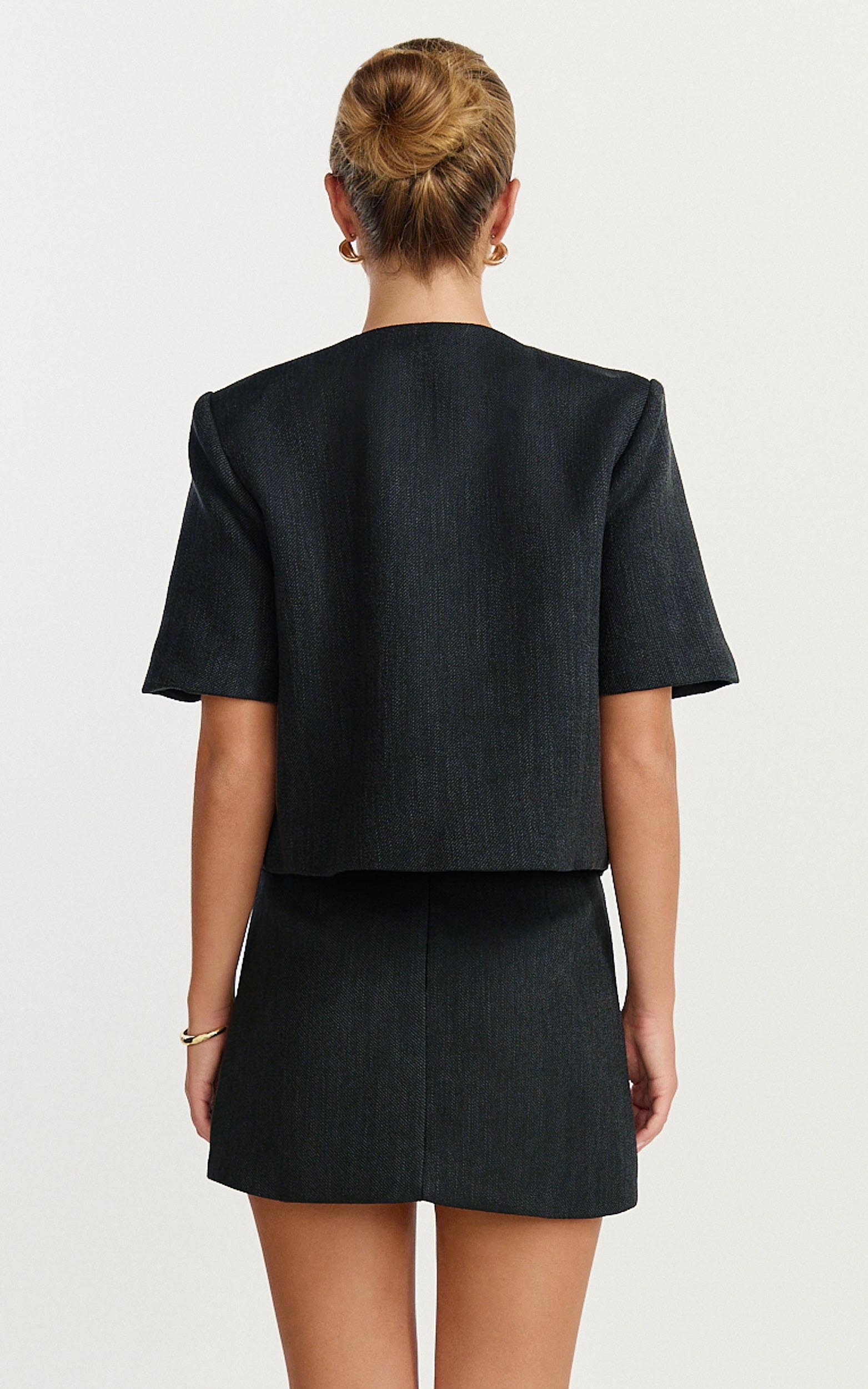 Halsey Jacket - Short Sleeve Structured Jacket in Black