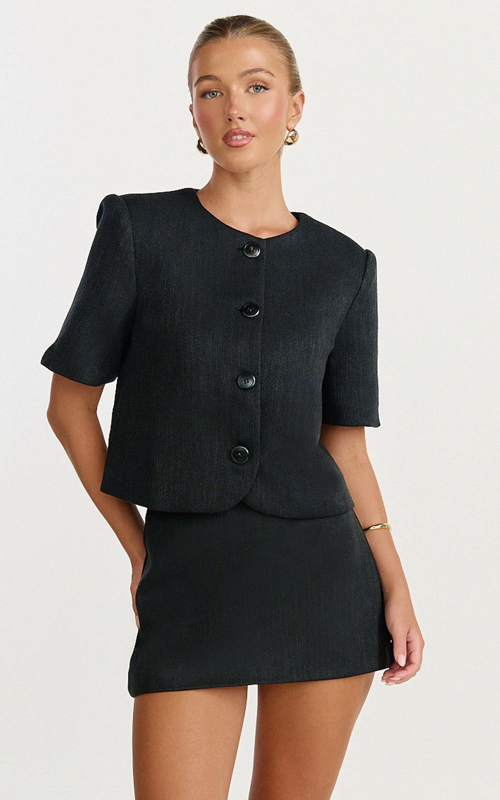 Halsey Mini Skirt - Tailored A Line Skirt in Black