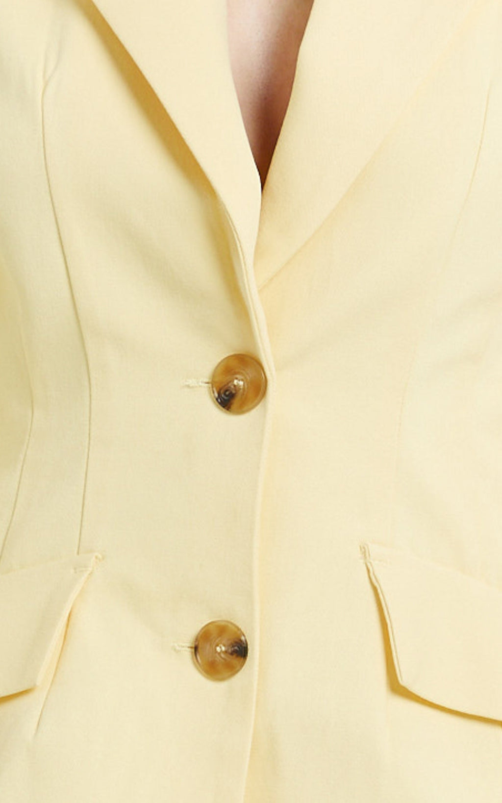 Harvey Blazer - 3 Button Closure Square Hem Blazer in Lemon