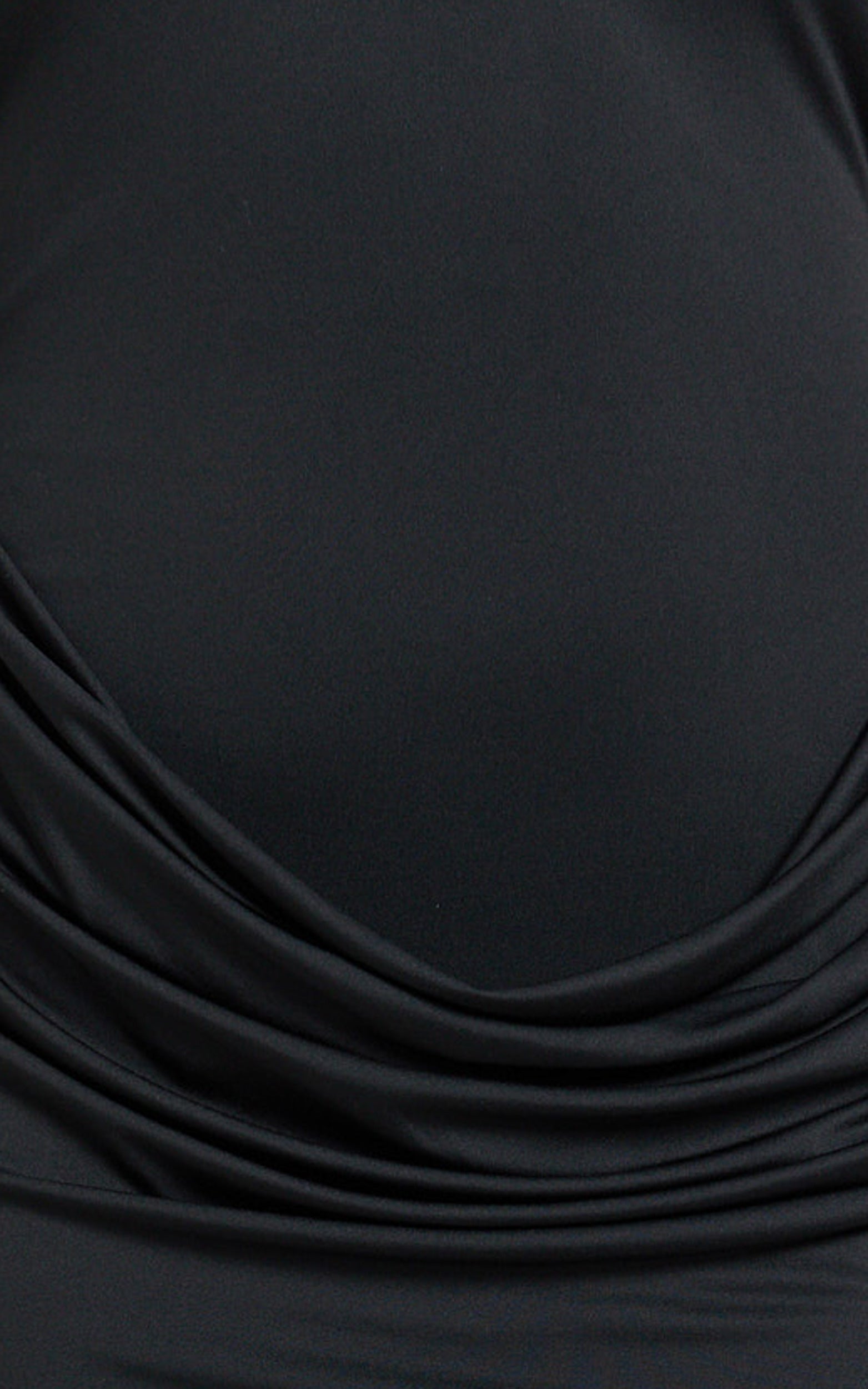 Heath Maxi Dress - Scoop Halter Neck With Drape Front Skirt Back Split Dress in Black