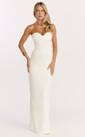 Helda Maxi Skirt - Mid Waist Back Split Skirt in Off White