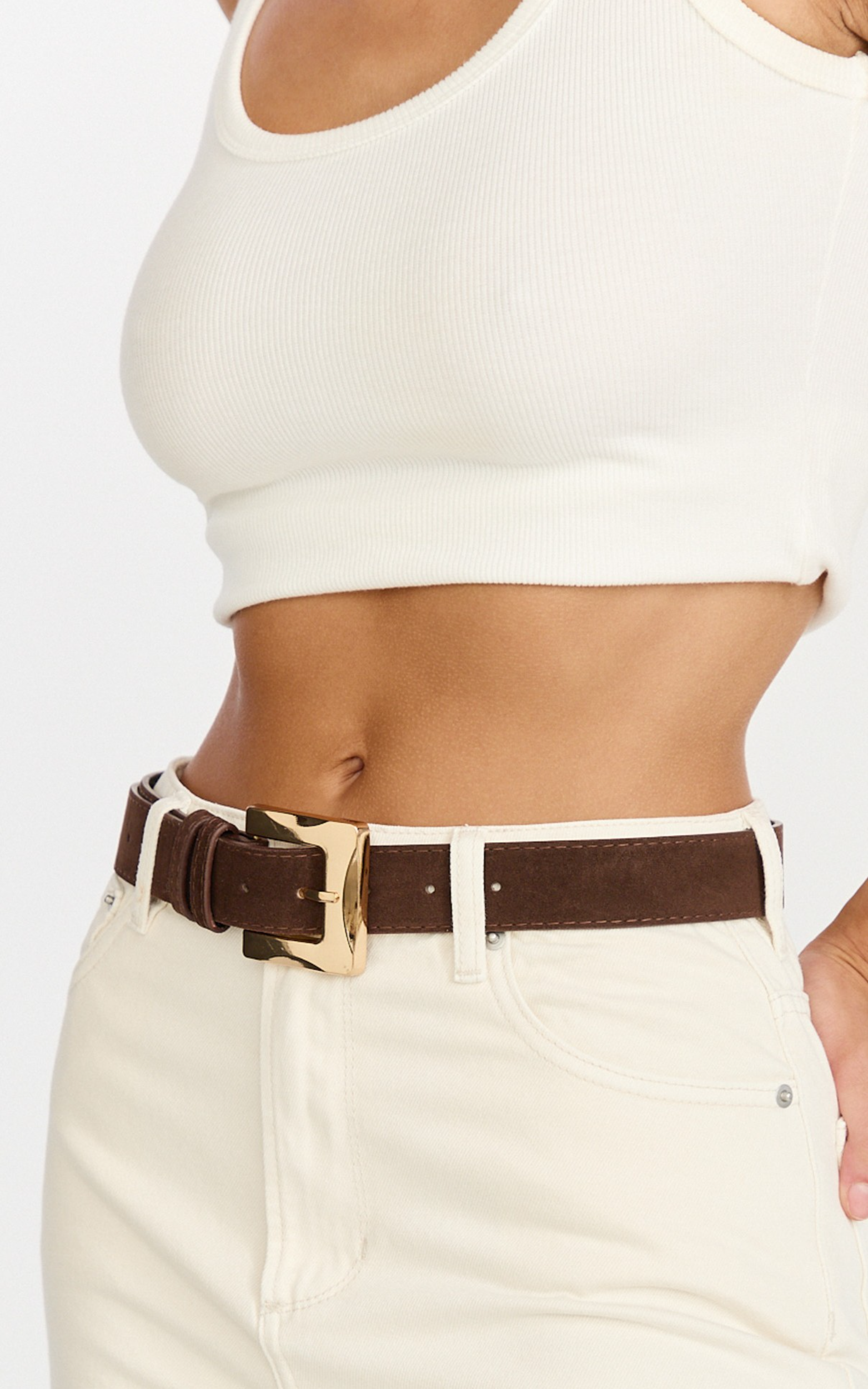 Hillary Belt - Suede Belt in Chocolate