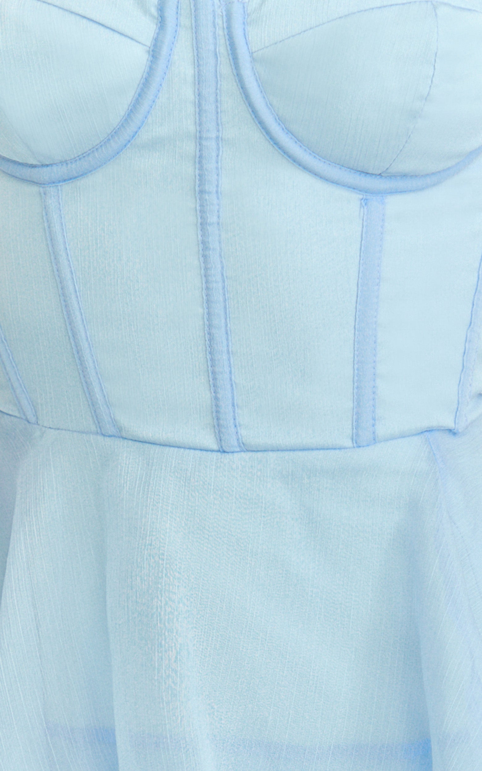 Bella Maxi Dress - Strapless Corset Bodice Lace Up Back Tiered Ruffle Dress in Soft Blue