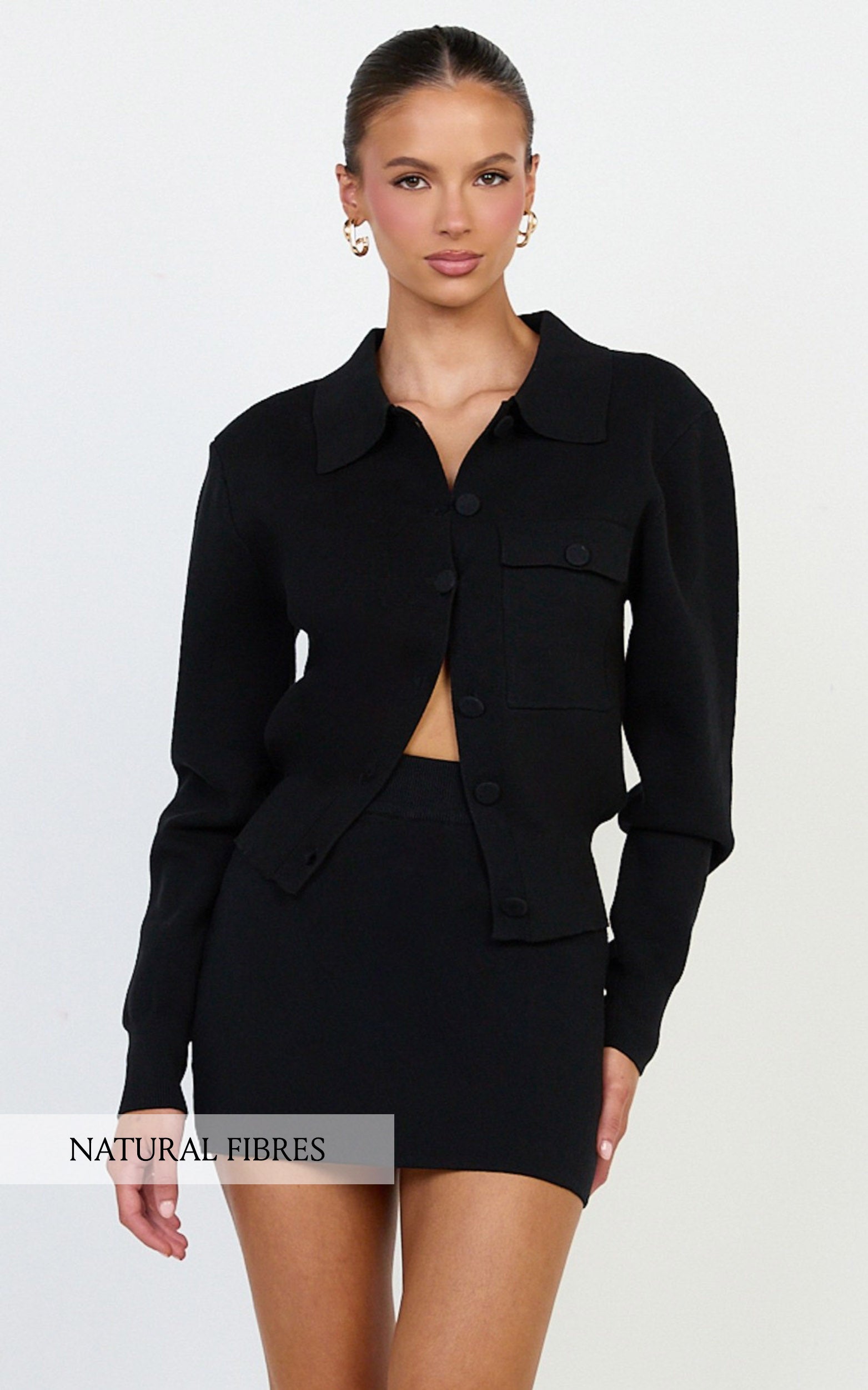 Isabel Top - Long Sleeve Oversized Knit Shacket in Black