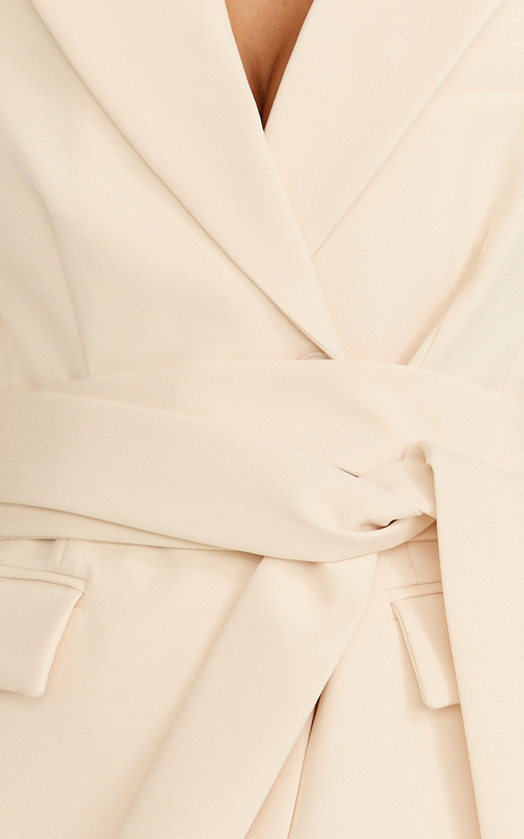 Ivy Blazer - Belted Tie Waist Blazer in Cream