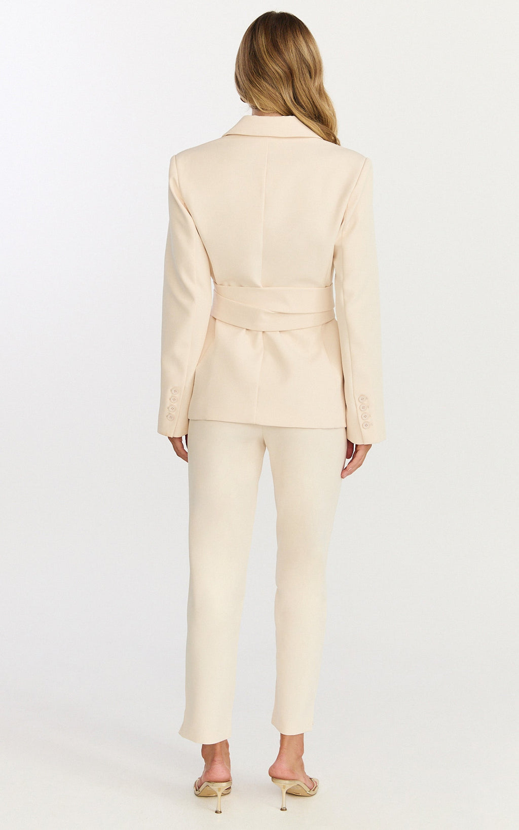 Ivy Blazer - Belted Tie Waist Blazer in Cream