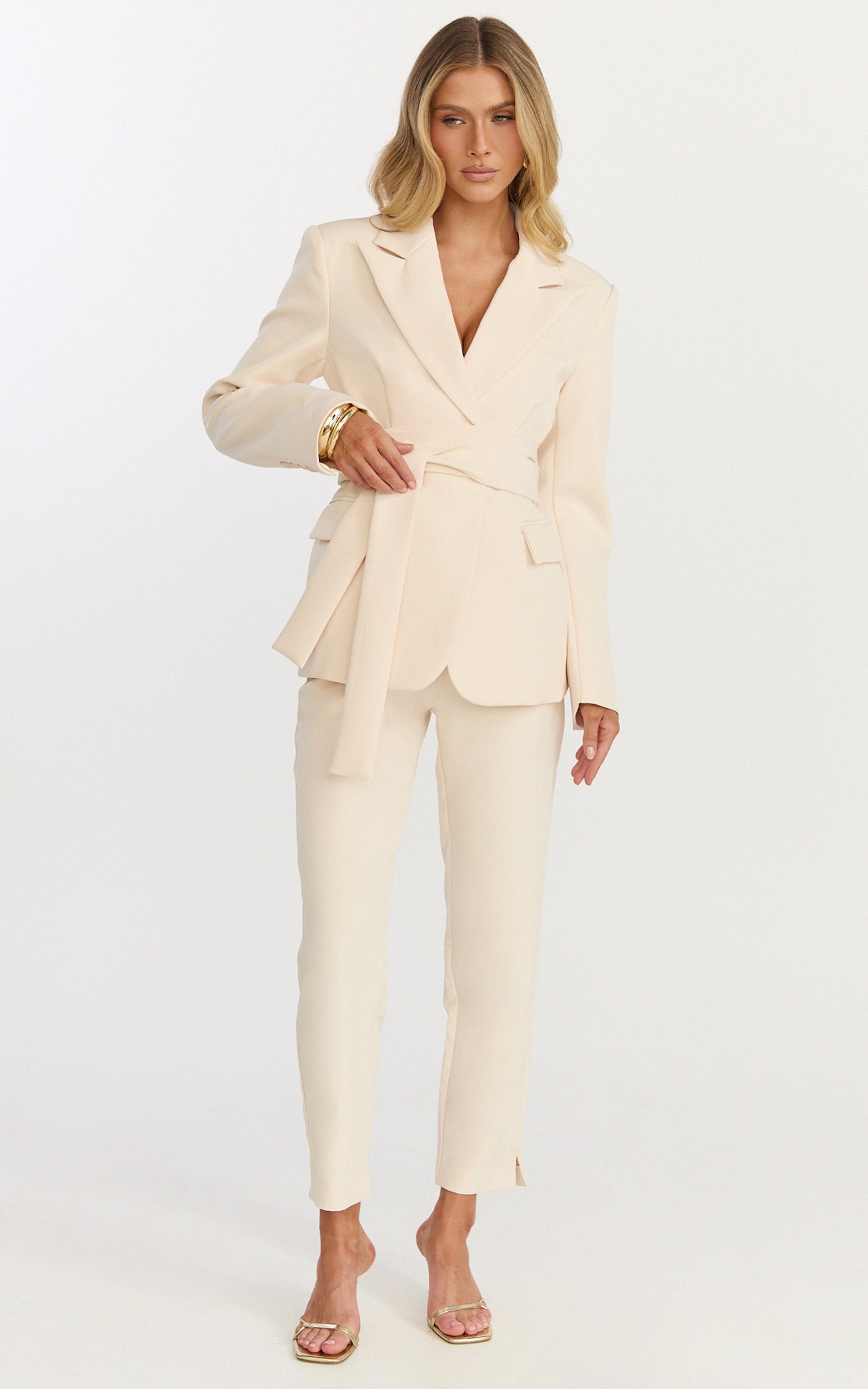 Ivy Pants - High Waisted Slim Cropped Pants in Cream