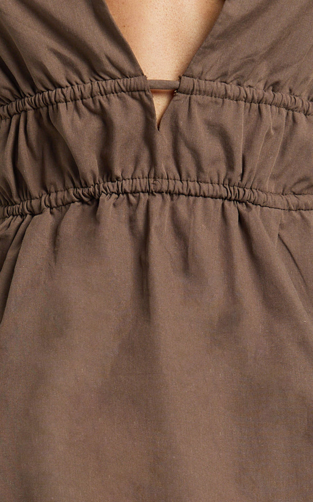 Jameela Top - Halter Neck Tie Back Gathered Top in Chocolate