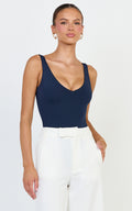 Jamie Bodysuit - V Neck Bodysuit in Navy