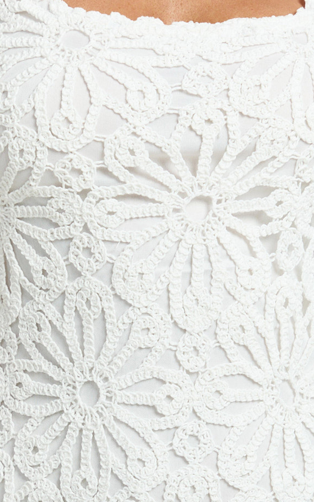 Jane Mini Dress - Square Neck Lace Dress in White
