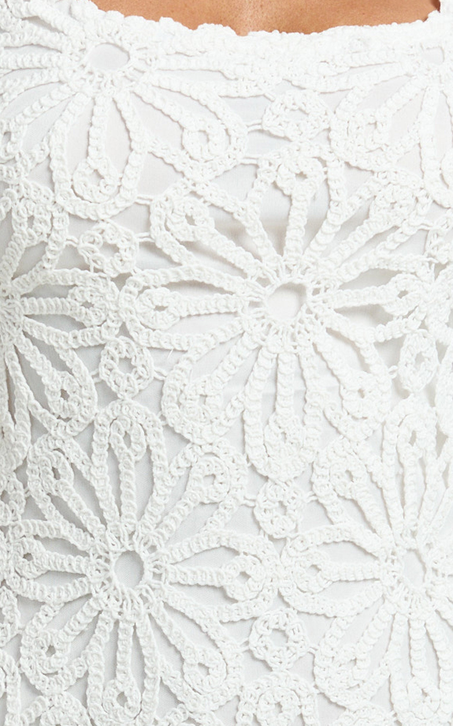 Jane Mini Dress - Square Neck Lace Dress in White