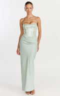 Jasmin Maxi Dress - Sequin Overlay Dress in Sage
