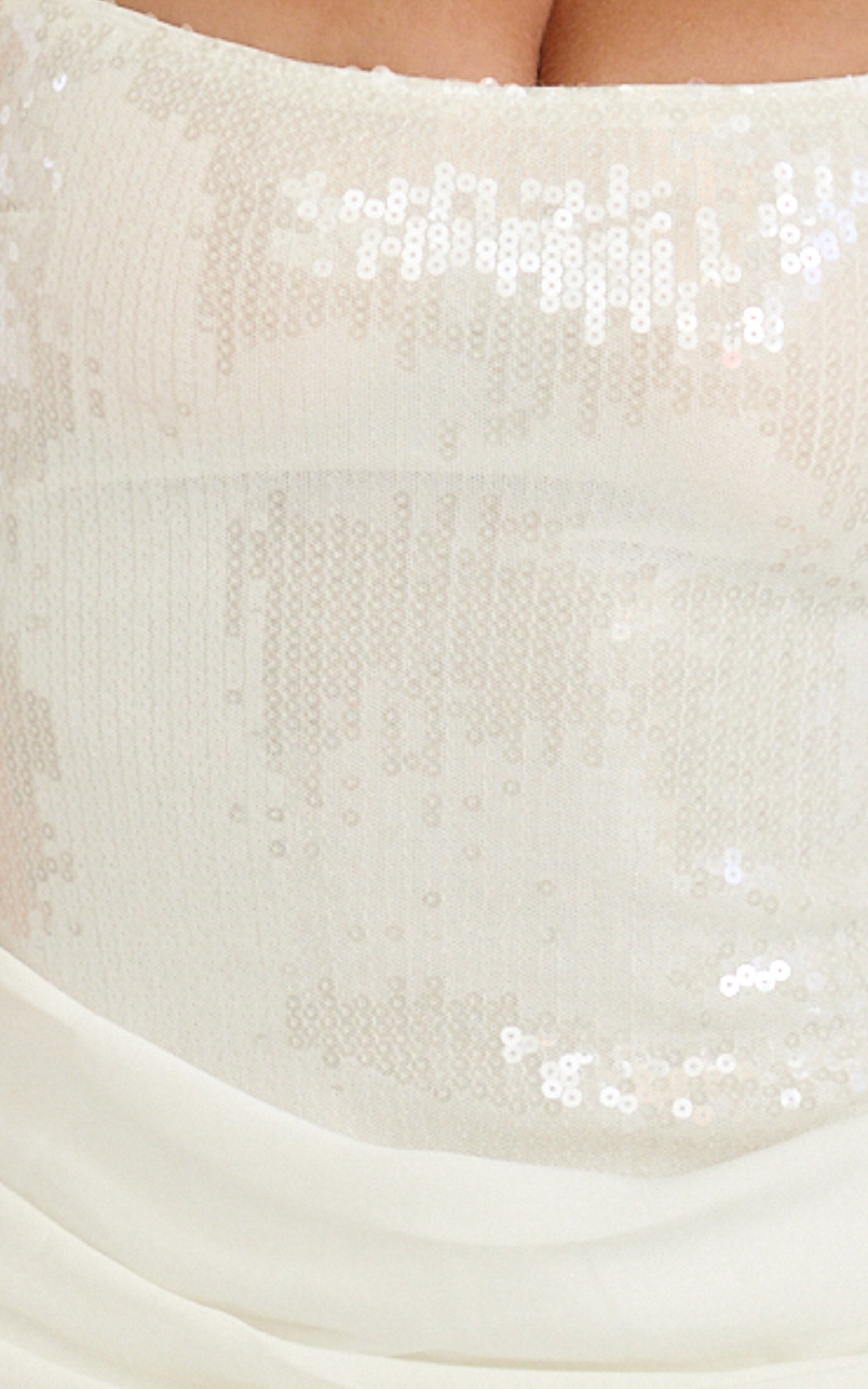 Jasmin Maxi Dress - Sequin Overlay Dress in White