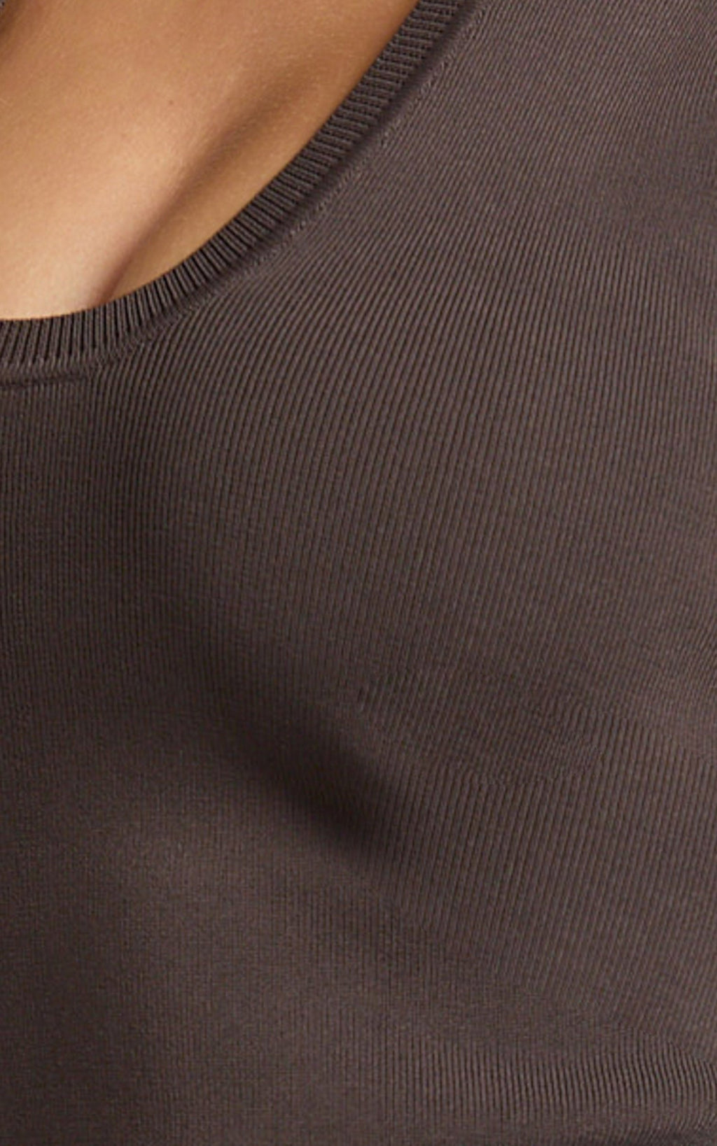 Jenna Top - Scoop Neck Racer Back Knit Tank Top in Dark Chocolate