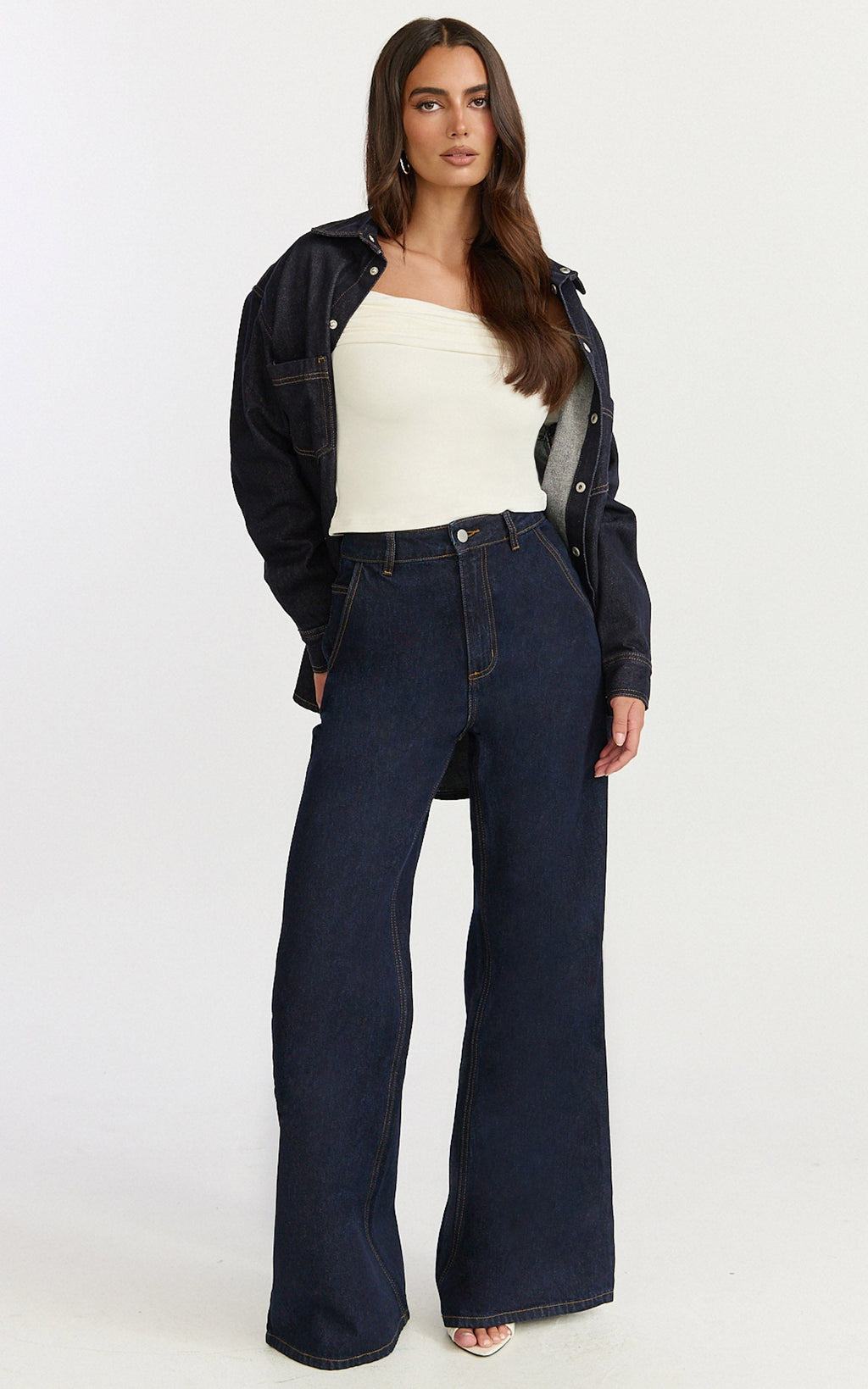 Jolie Top - Off Shoulder Long Sleeve Gathered Top in Cream
