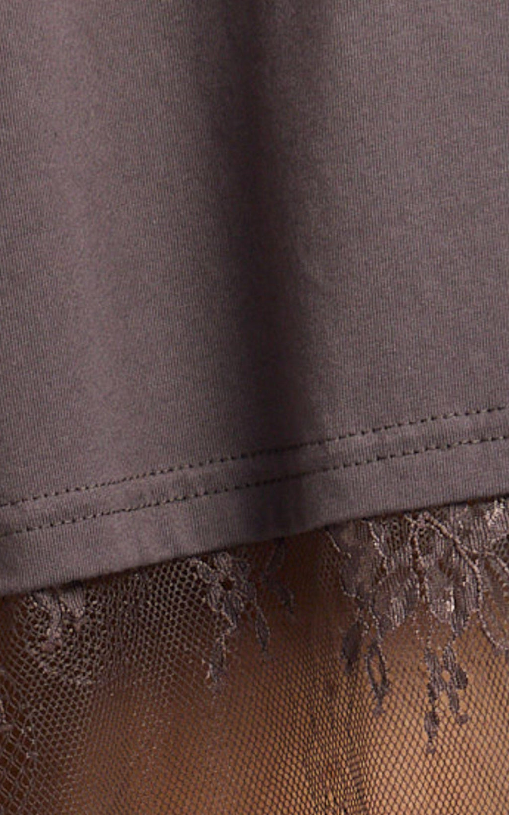 Jonna Midi Dress - Longline Lace Insert Tee in Chocolate