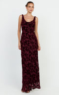 June Maxi Dress - Cowl Neck Scooped Back Slip Dress in Wine