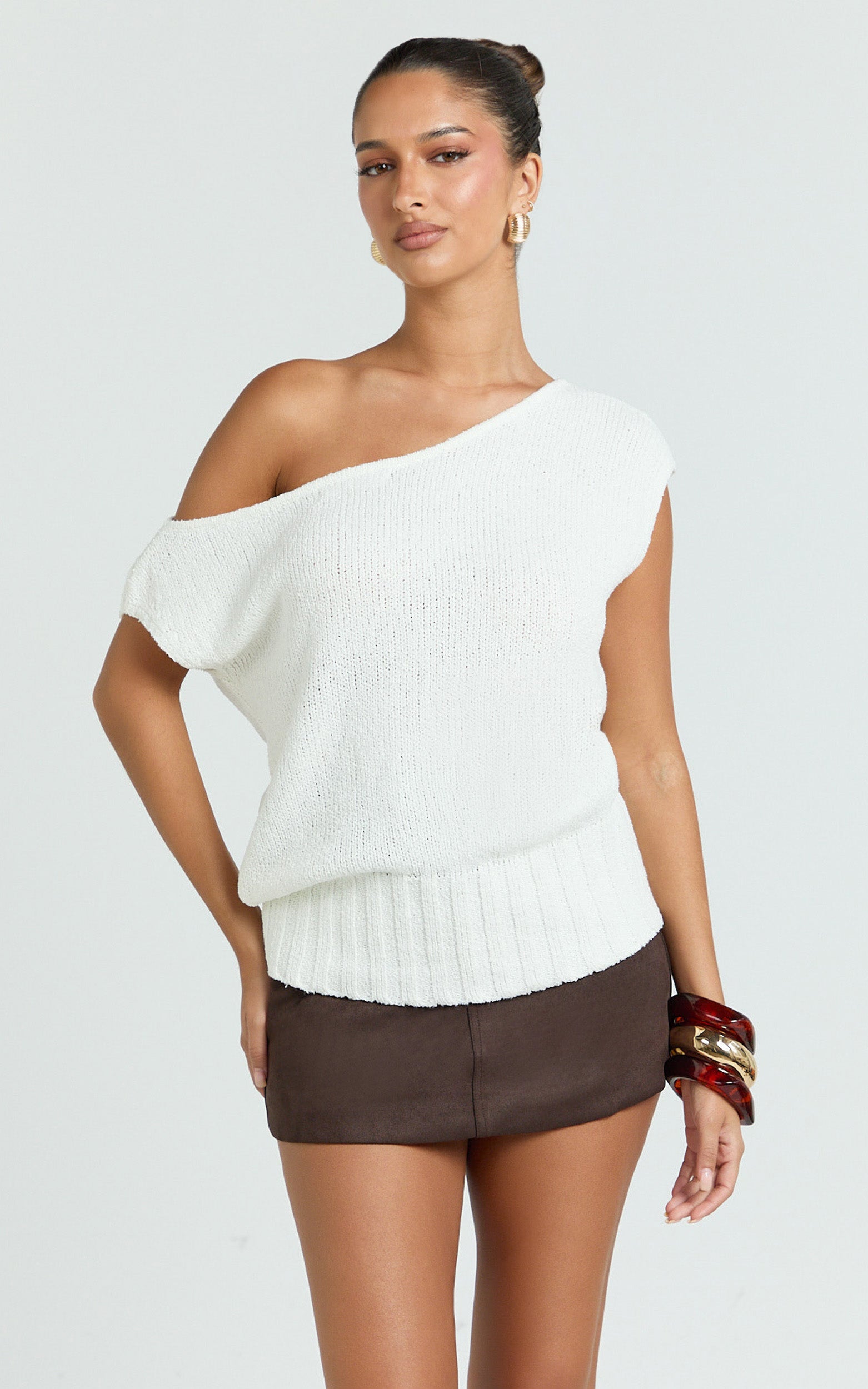 Kara Top - Off Shoulder Knit Top in Cream
