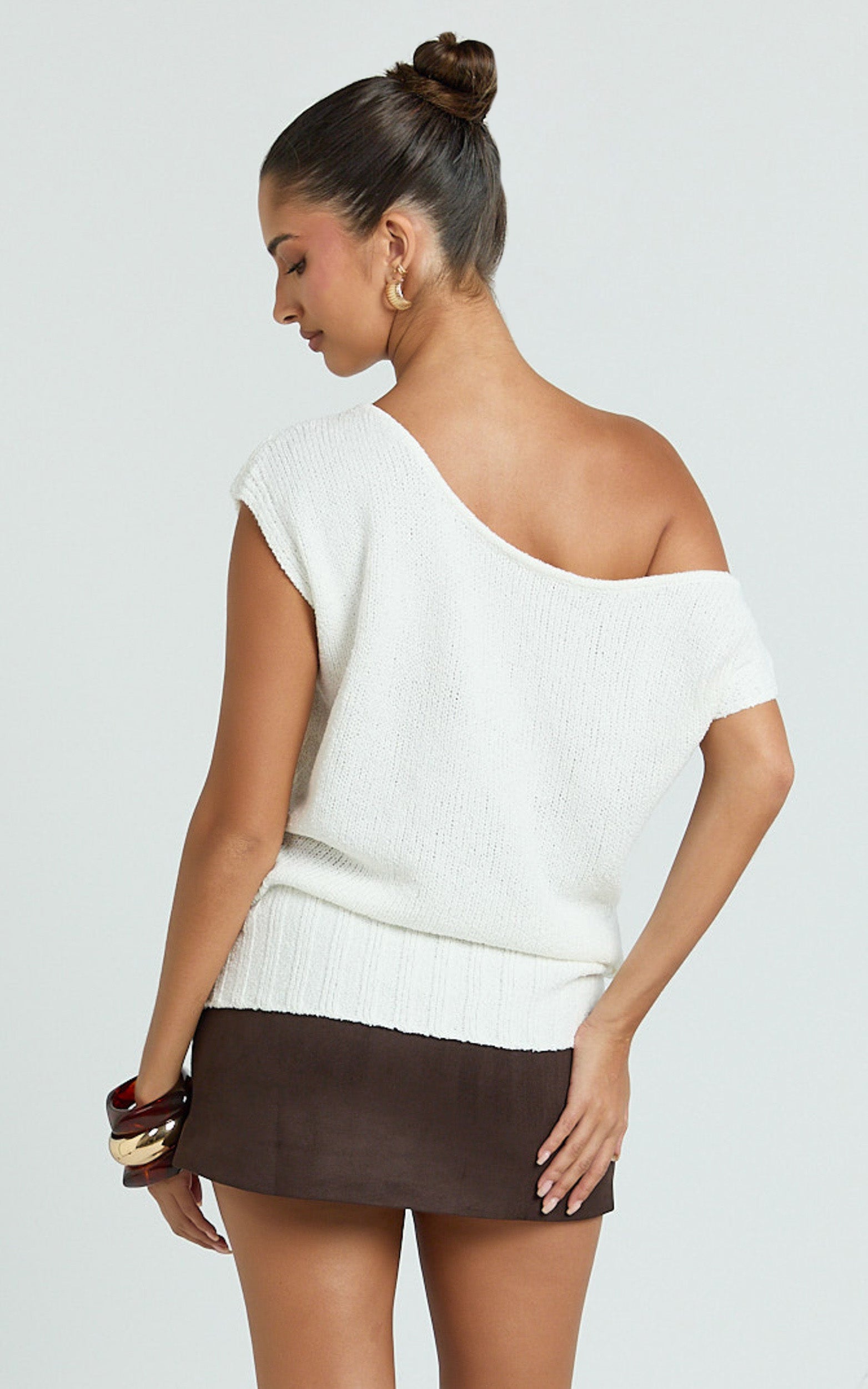 Kara Top - Off Shoulder Knit Top in Cream