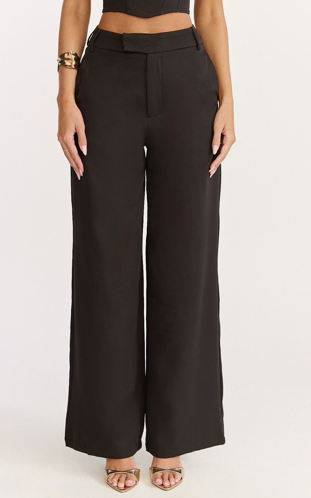 Karina Pants - High Waist Wide Leg Pants in Black