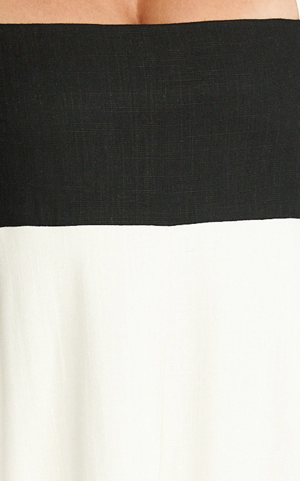 Katrien Maxi Dress - Strappy Empire Waist Flare Dress in Black & White