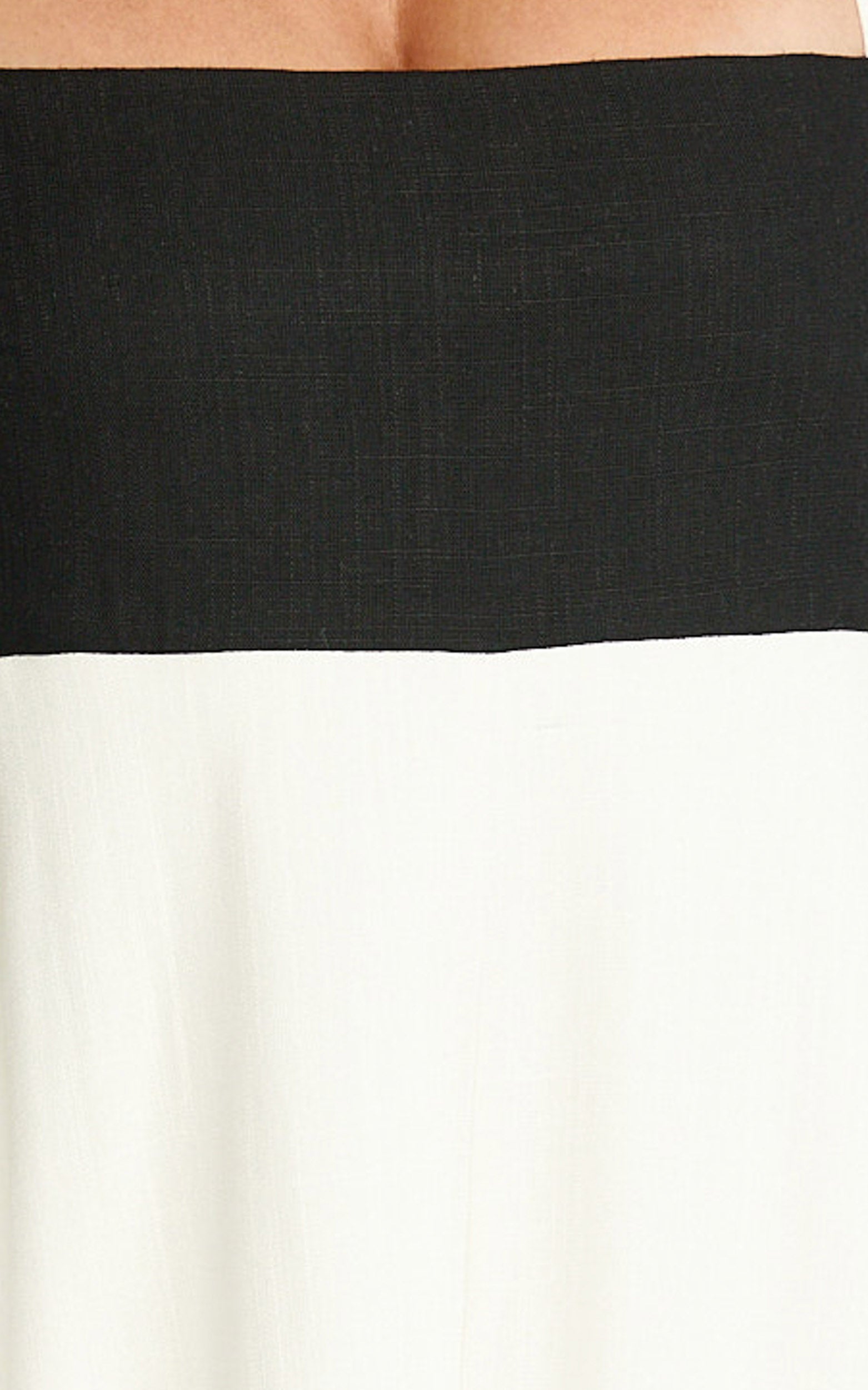 Katrien Maxi Dress - Strappy Empire Waist Flare Dress in Black & White