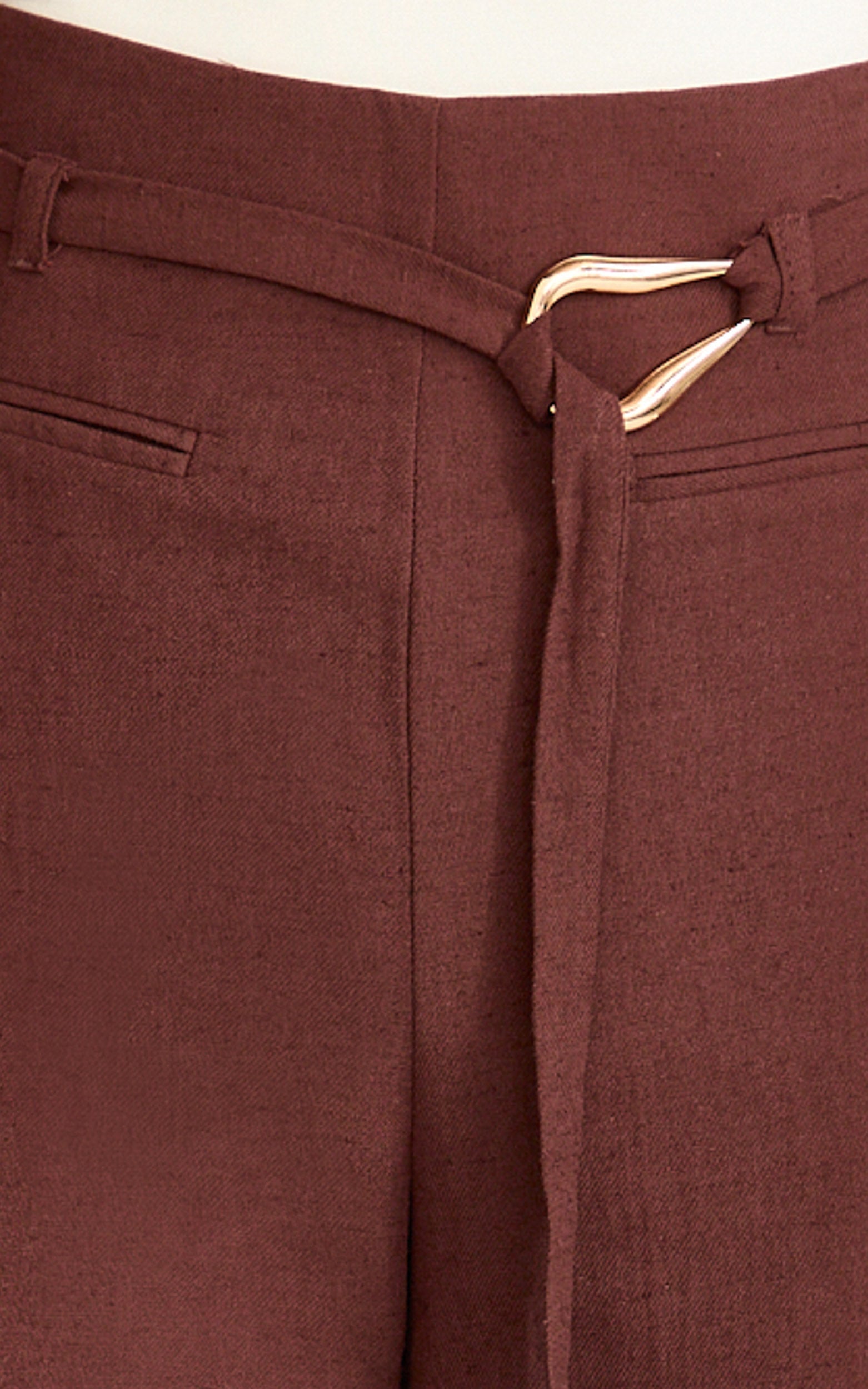 Kyra Pants - Linen Look Belted Wide Leg Pants in Chocolate