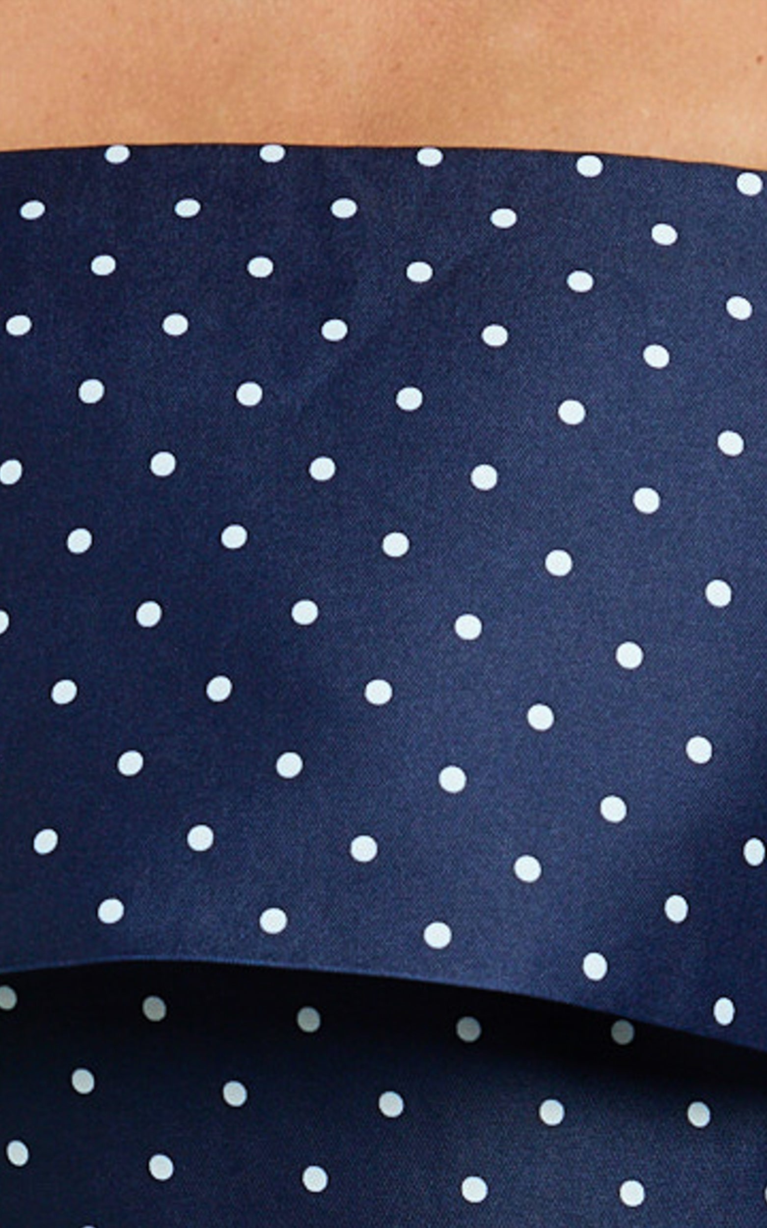 Lana Top - Long Sleeve Off Shoulder Cropped Top in Navy/White Polka Dot
