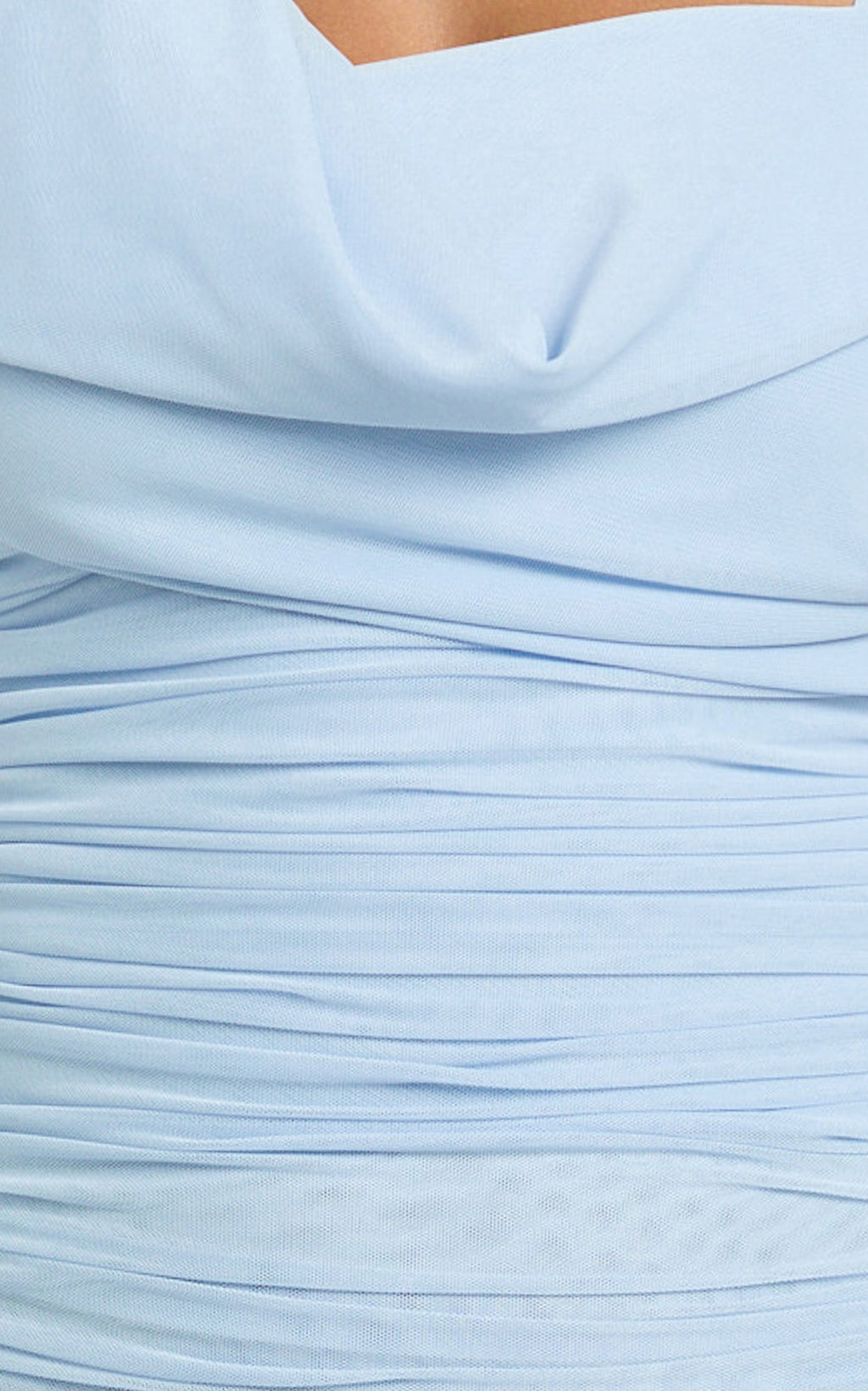 Larson Maxi Dress - Asymmetric Tie Neck Column Dress in Pale Blue