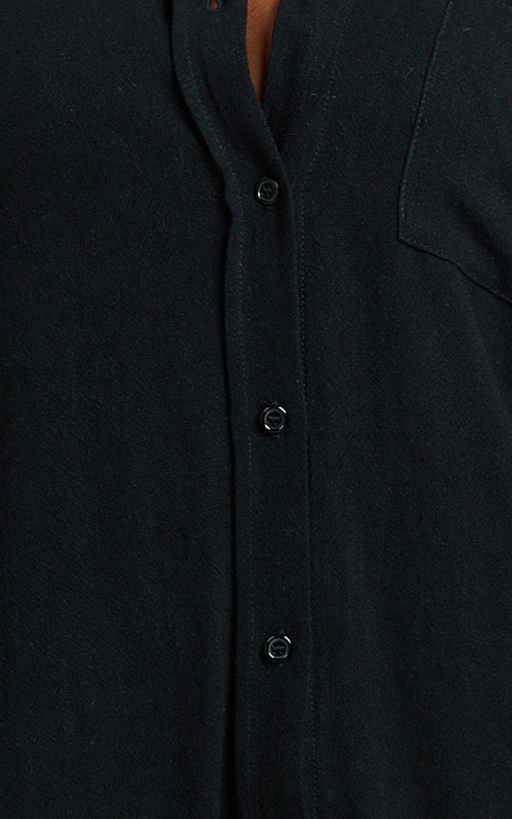 Leanne Top - Button Down Linen Blend Long Sleeve Shirt in Black