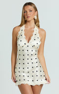 Lioness - Stars Align Mini Dress in Cream Polka