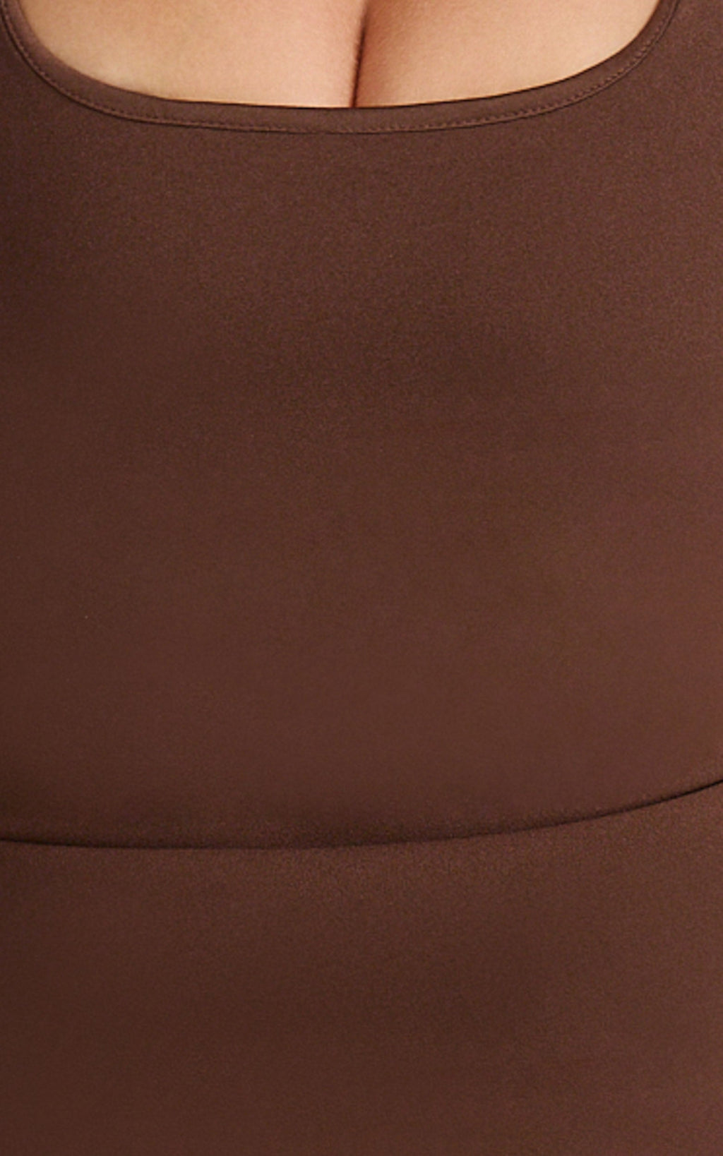 Lucinda Mini Dress - Scoop Neck Ruched Bodycon Dress in Chocolate