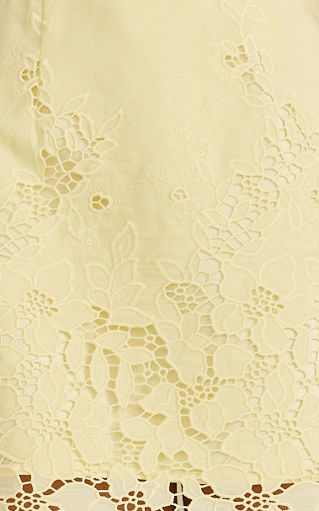 Maisie Mini Dress - Broderie Cut Out Border Hem Dress in Lemon