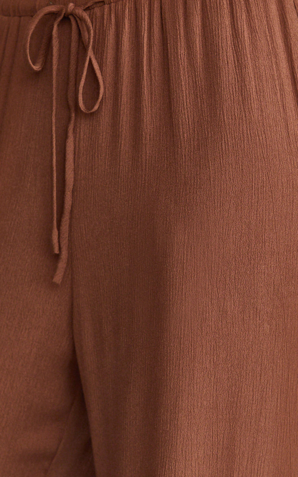 Makenna Pants - Wide Leg Crinkle Pants in Chocolate