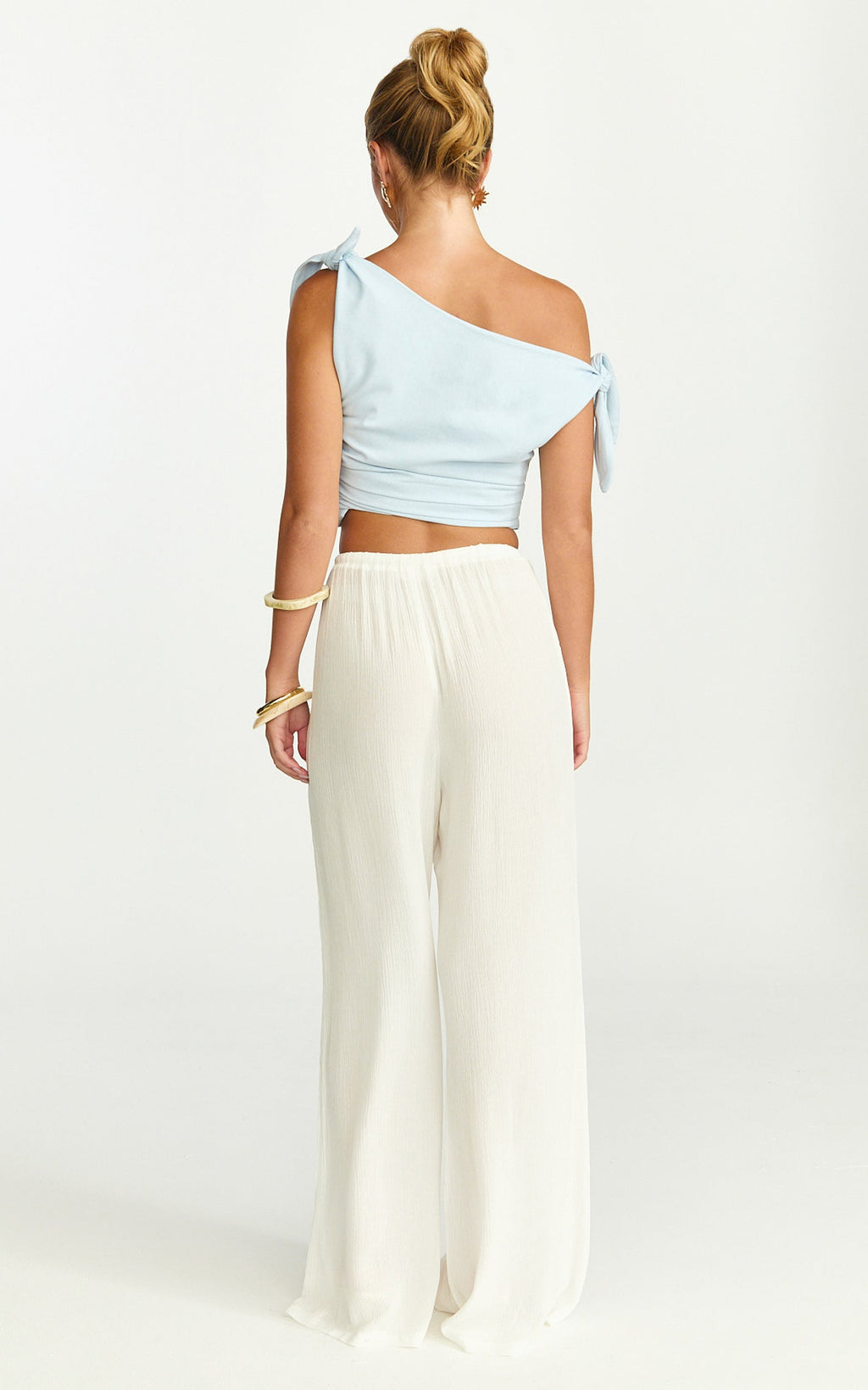 Makenna Pants - Wide Leg Crinkle Pants in White
