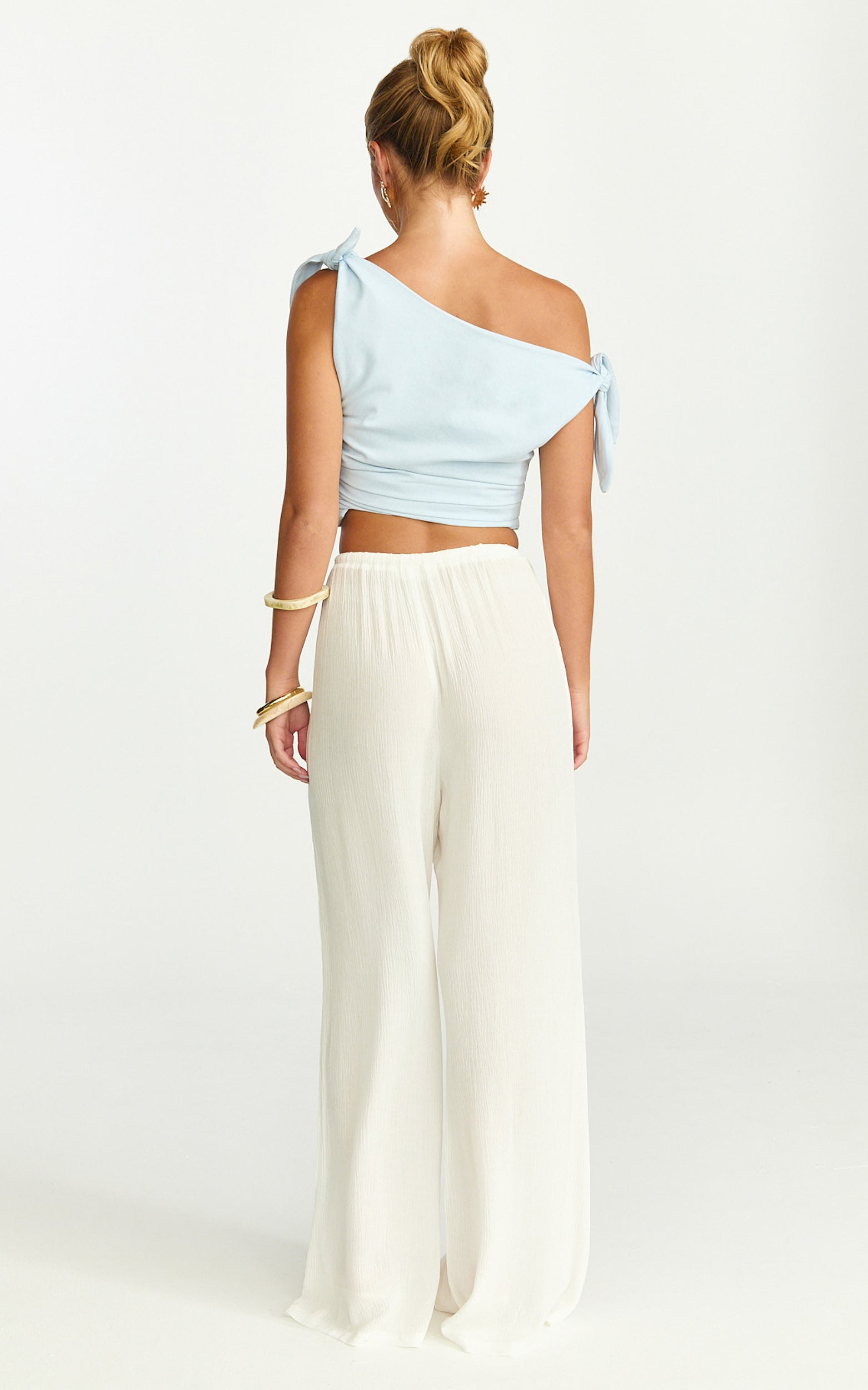 Makenna Pants - Wide Leg Crinkle Pants in White