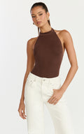 Margot Bodysuit - High Neck Bodysuit in Chocolate