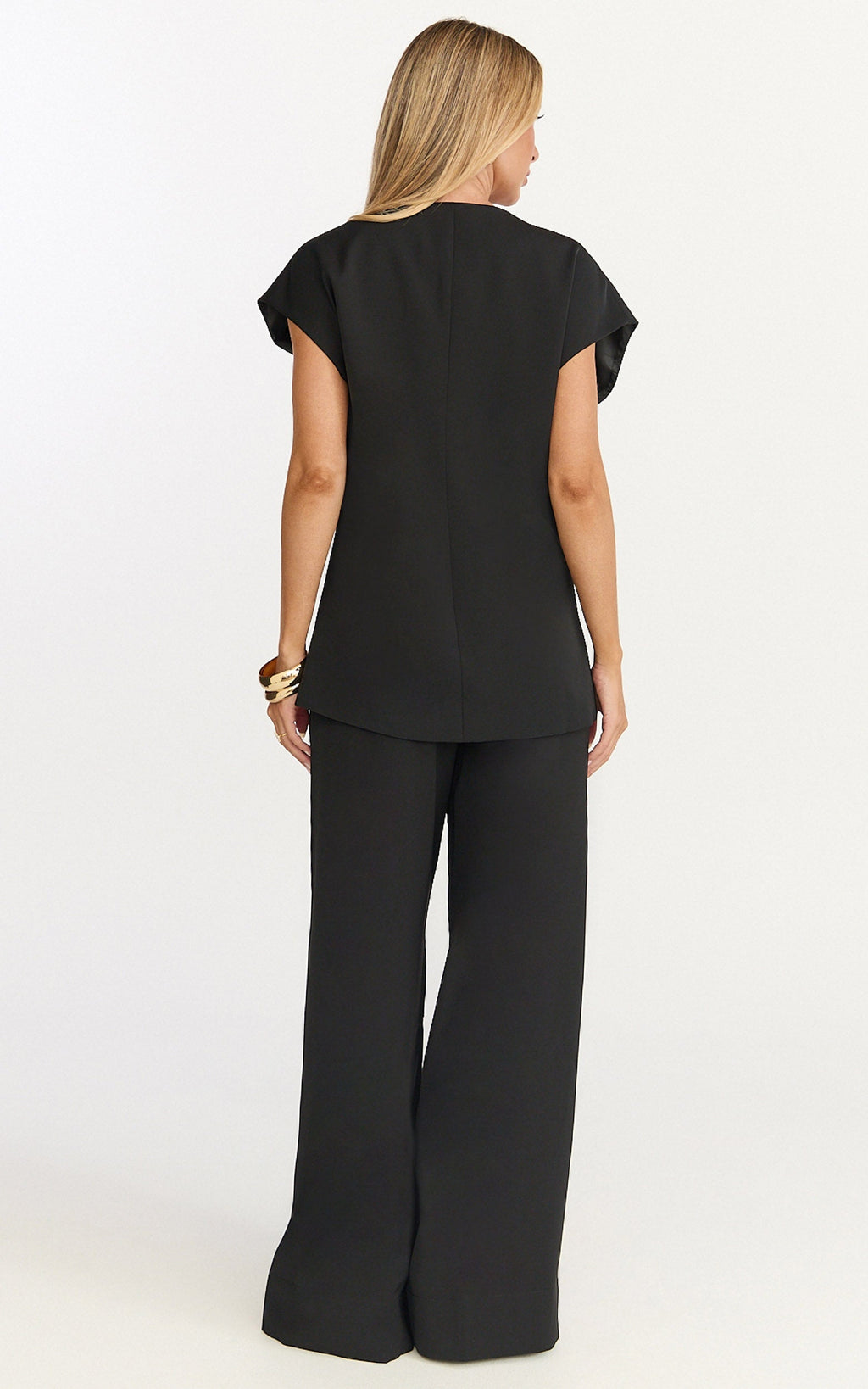 Maura Top - V Neck Cross Over Vest Top in Black