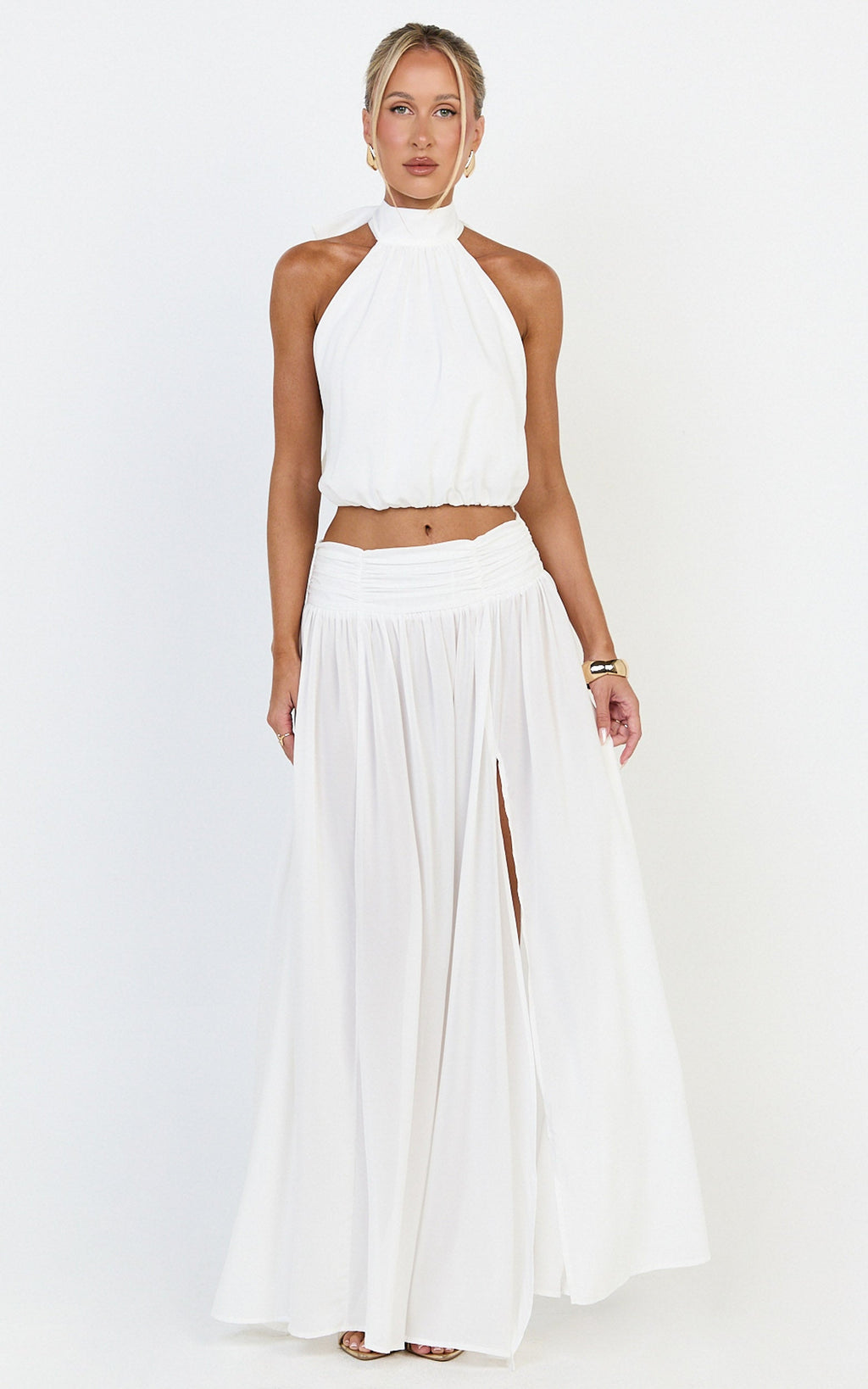 Melanie Top - Halter Neck Top in Cream