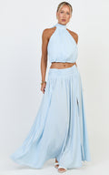 Melanie Top - Halter Neck Top in Pale Blue